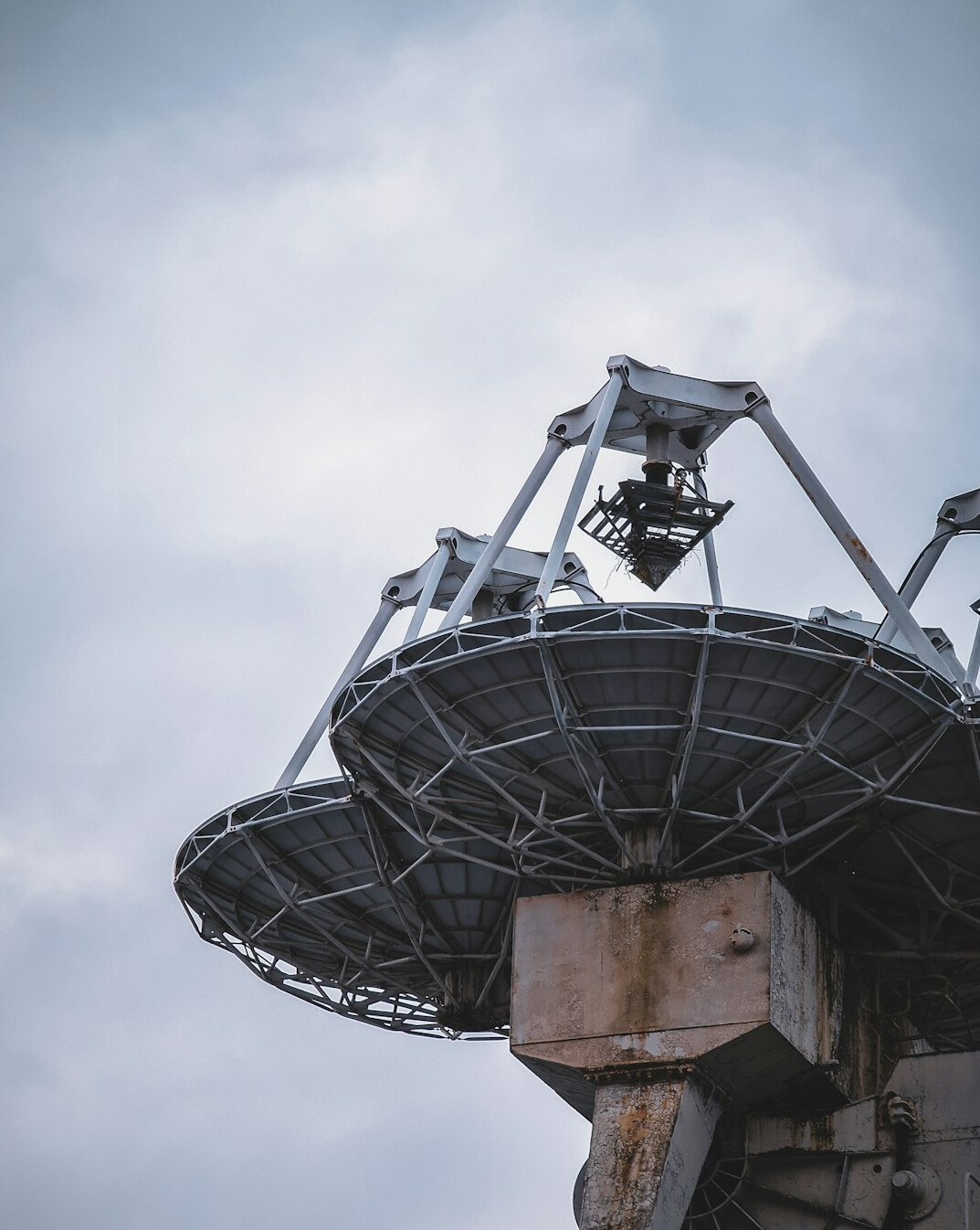 Satellite dish equipment used for live outside broadcast coverage